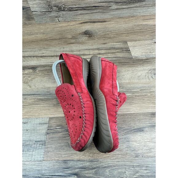 Gabor Flat Shoes Leather Suede Moccasins Red Size 6.5 laser cut flat com… - Picture 5 of 10